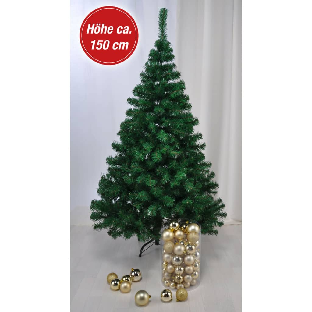 HI Árvore de natal com suporte de metal 150 cm verde