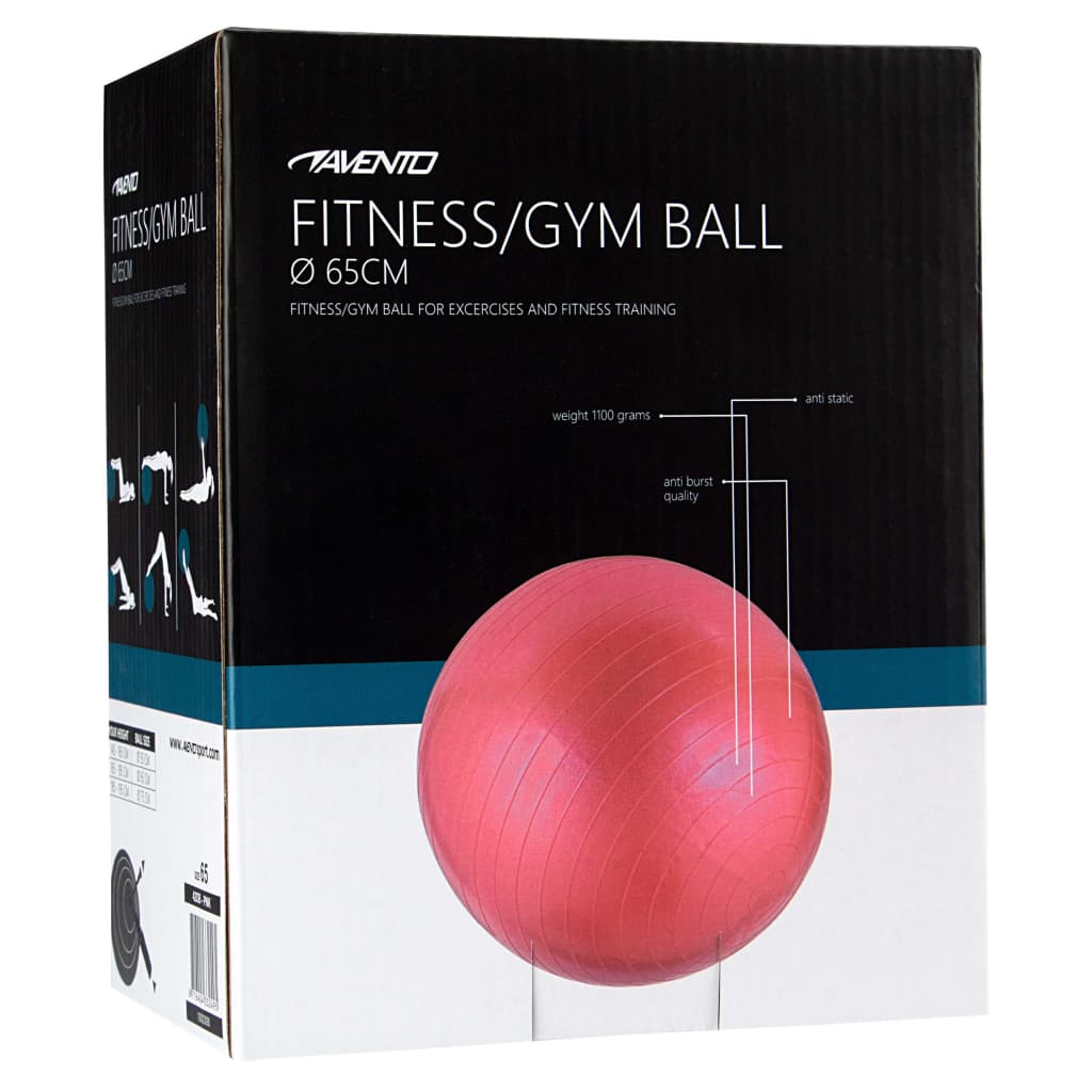 Avento Bola de fitness/ginásio 65 cm de diâmetro rosa