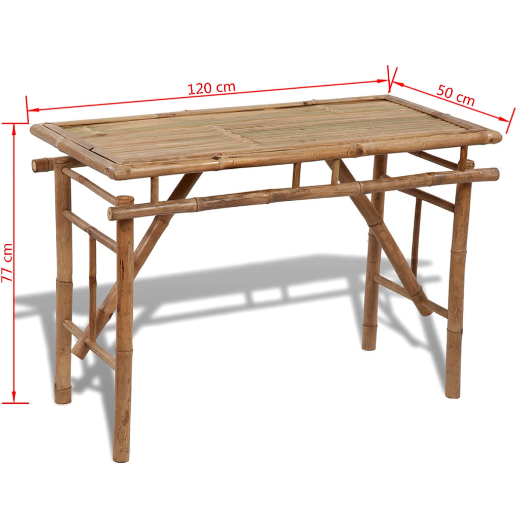 Mesa de jardim dobrável 120x50x77 cm bambu