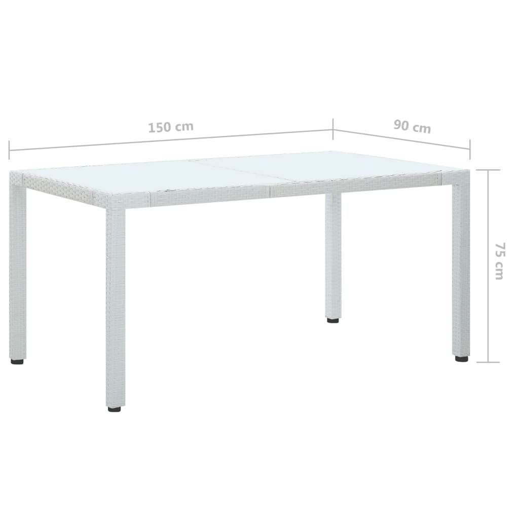 Mesa de jardim 150x90x75 cm vime PE branco