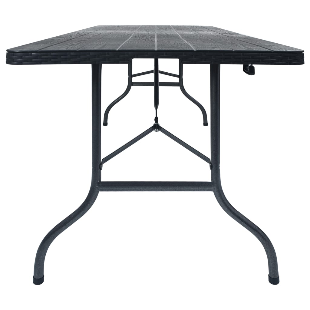 Mesa de jardim dobrável 180x75x72 cm PEAD imitação vime preto