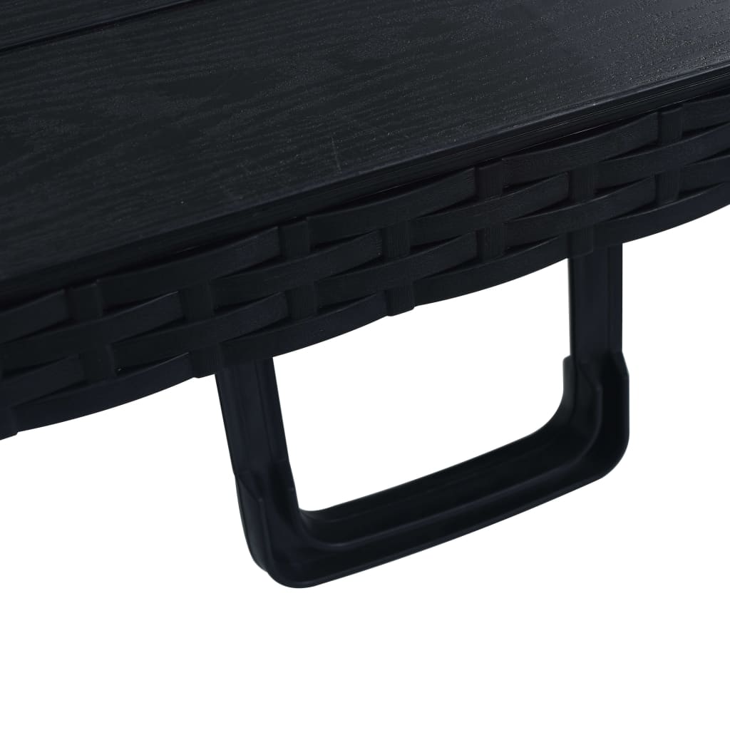 Mesa de jardim dobrável 180x75x72 cm PEAD imitação vime preto