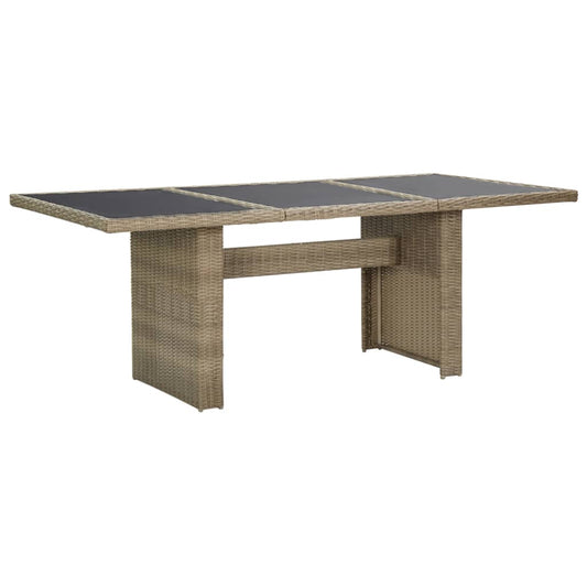 Mesa de jantar jardim 200x100x74 cm vidro e vime PE castanho