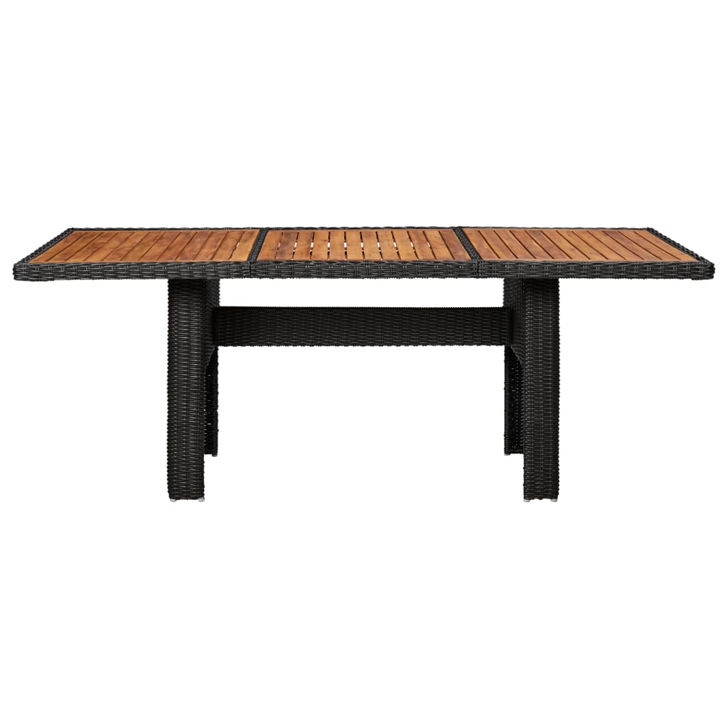 Mesa de jantar jardim 200x100x74 cm vime PE preto