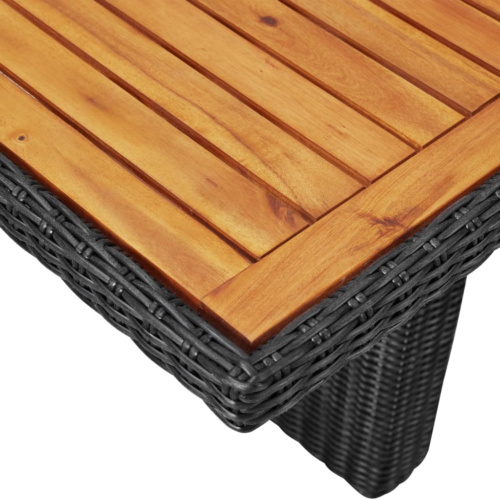 Mesa de jantar jardim 200x100x74 cm vime PE preto