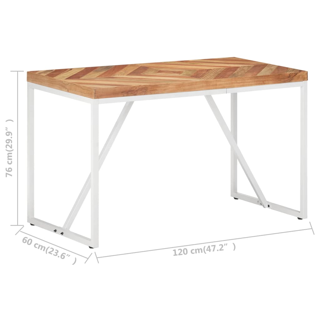 Mesa de jantar 120x60x76 cm madeira acácia maciça e mangueira