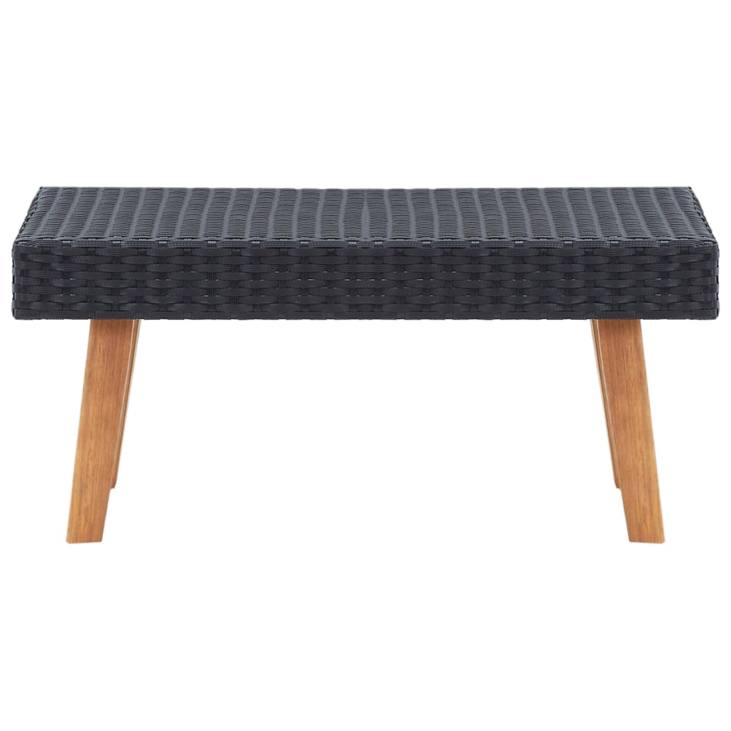 Mesa de centro para jardim vime PE preto