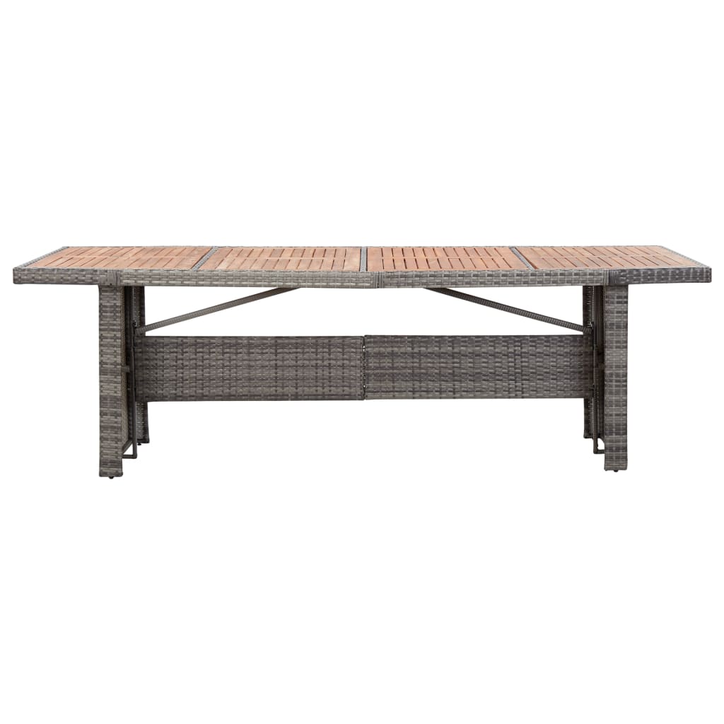 Mesa de jardim 240x90x74 cm vime PE e madeira acácia maciça