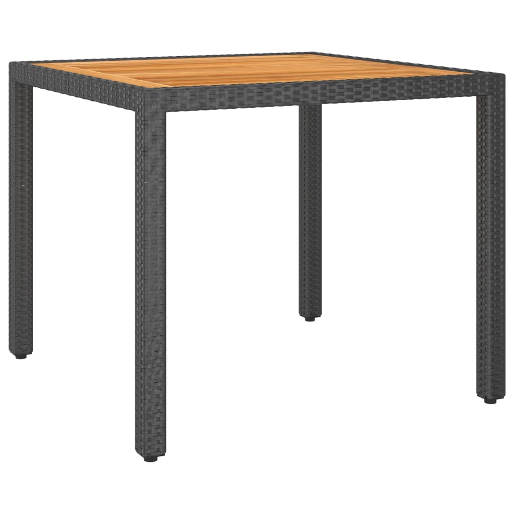 Mesa de jardim 90x90x75 cm vime PE preto