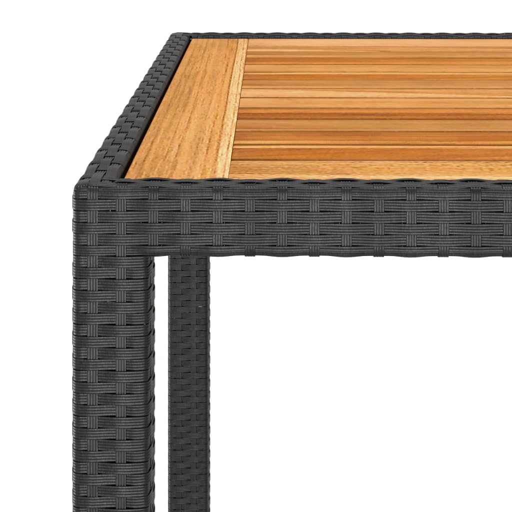 Mesa de jardim 90x90x75 cm vime PE preto