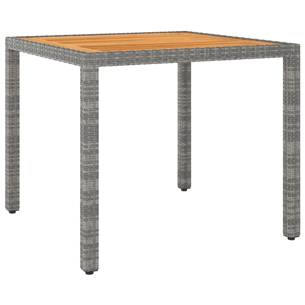 Mesa de jardim 90x90x75 cm vime PE cinzento