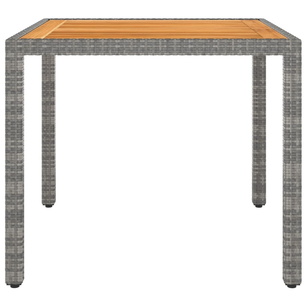 Mesa de jardim 90x90x75 cm vime PE cinzento