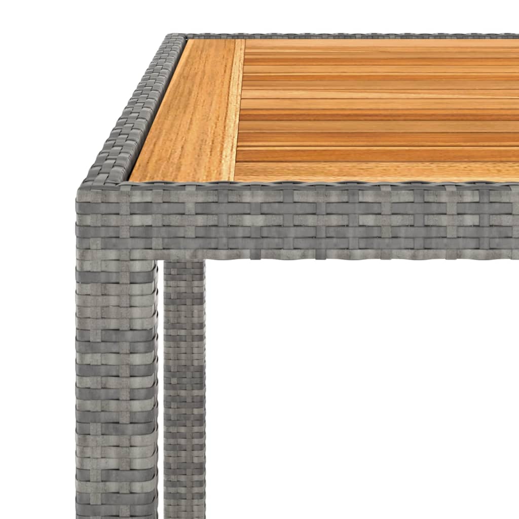 Mesa de jardim 90x90x75 cm vime PE cinzento