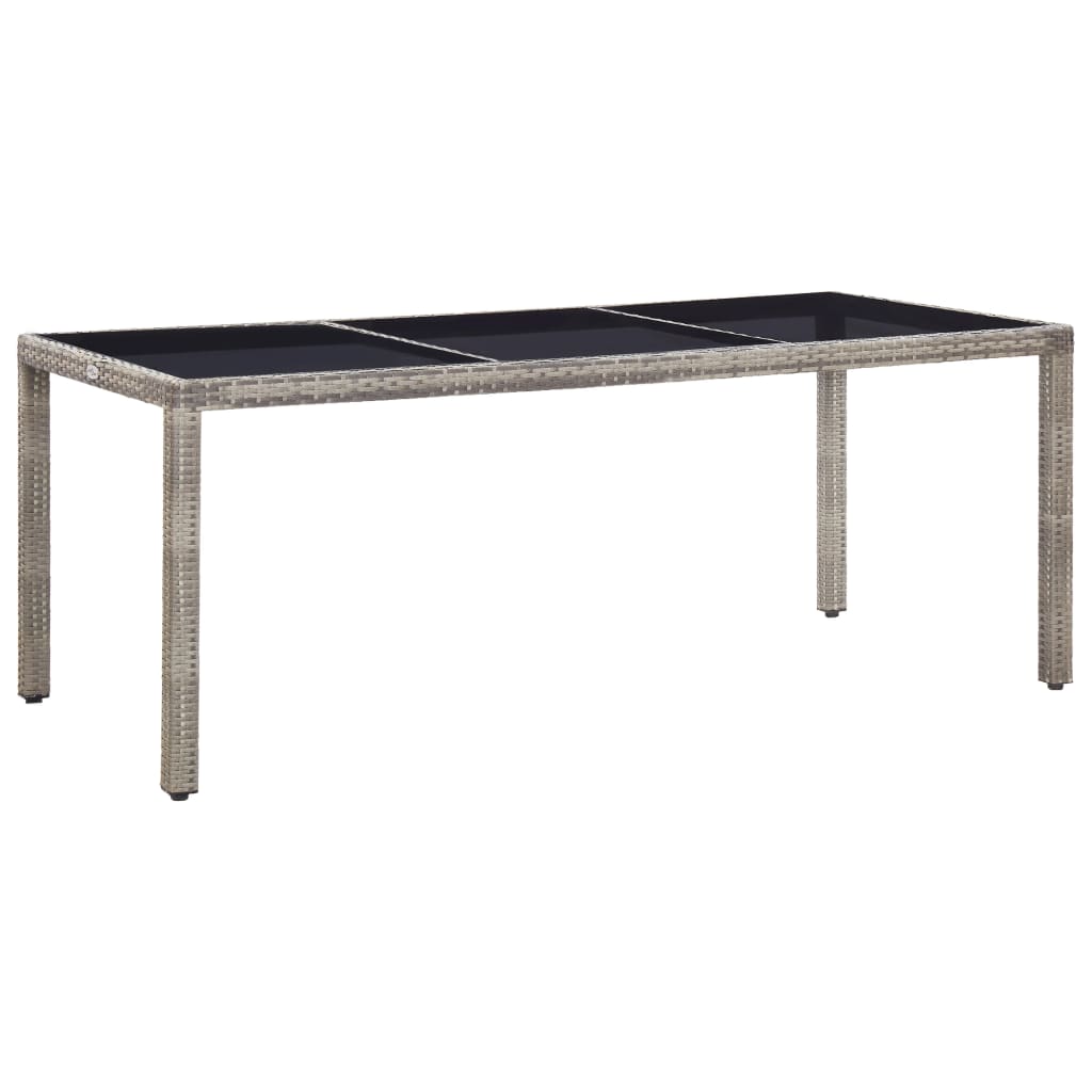 Mesa de jardim 190x90x75 cm vime PE cinzento