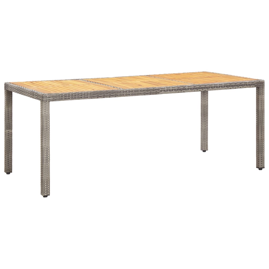 Mesa de jardim 190x90x75 cm vime PE e acácia maciça cinzento