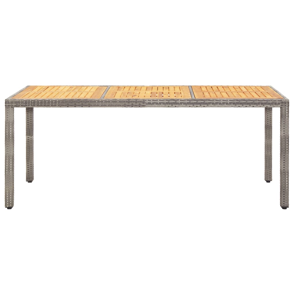 Mesa de jardim 190x90x75 cm vime PE e acácia maciça cinzento