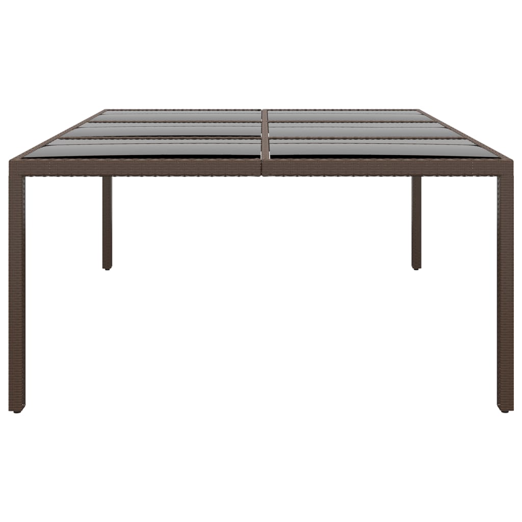 Mesa de jardim c/ tampo de vidro 200x150x75 cm vime castanho