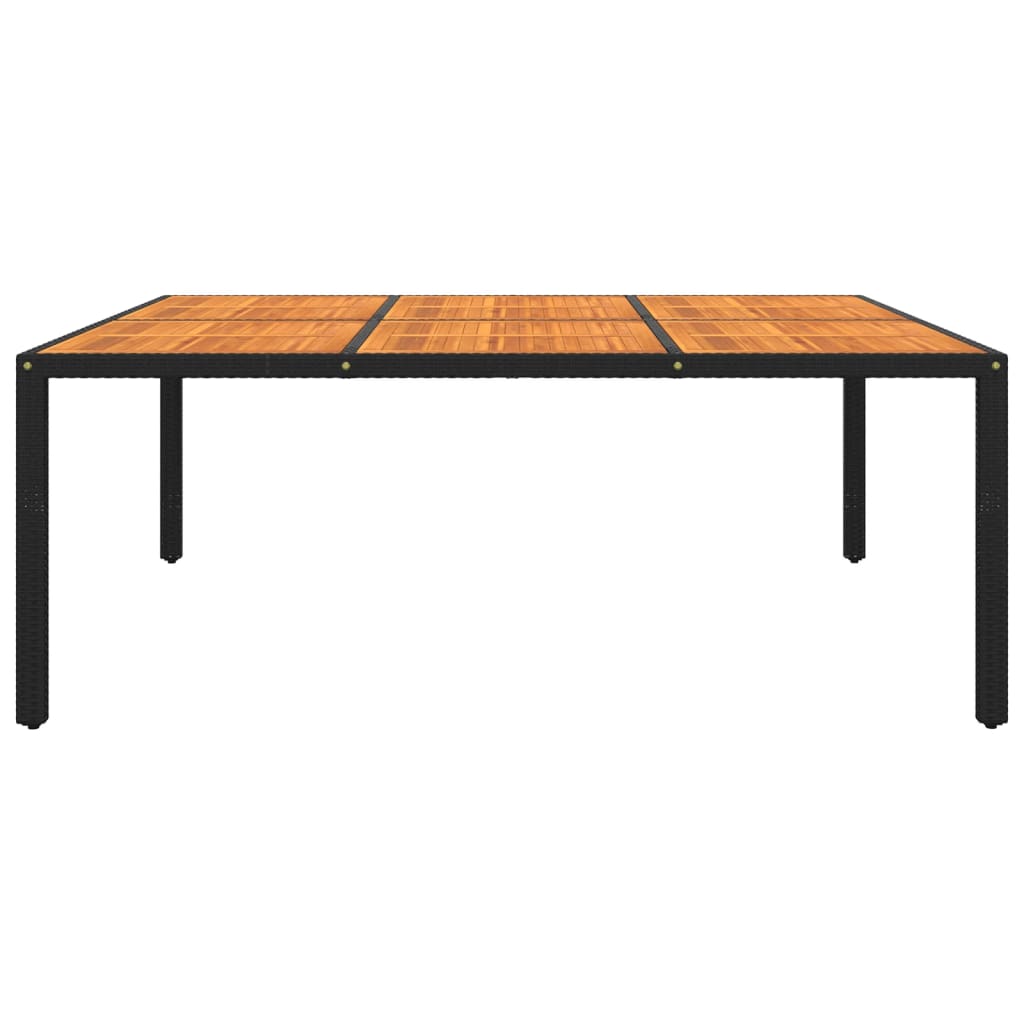 Mesa de jardim 200x150x75 cm madeira de acácia e vime PE preto