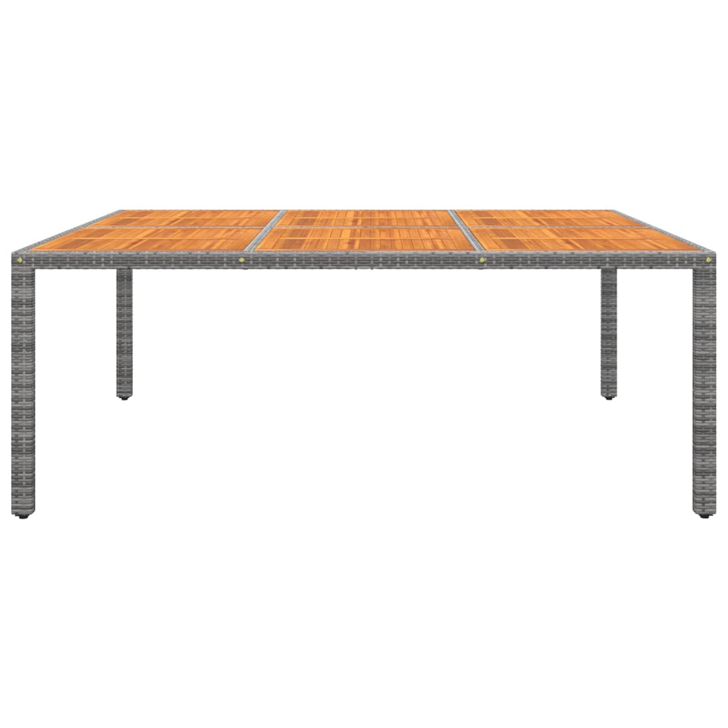 Mesa jardim 200x150x75 cm madeira de acácia e vime PE cinzento