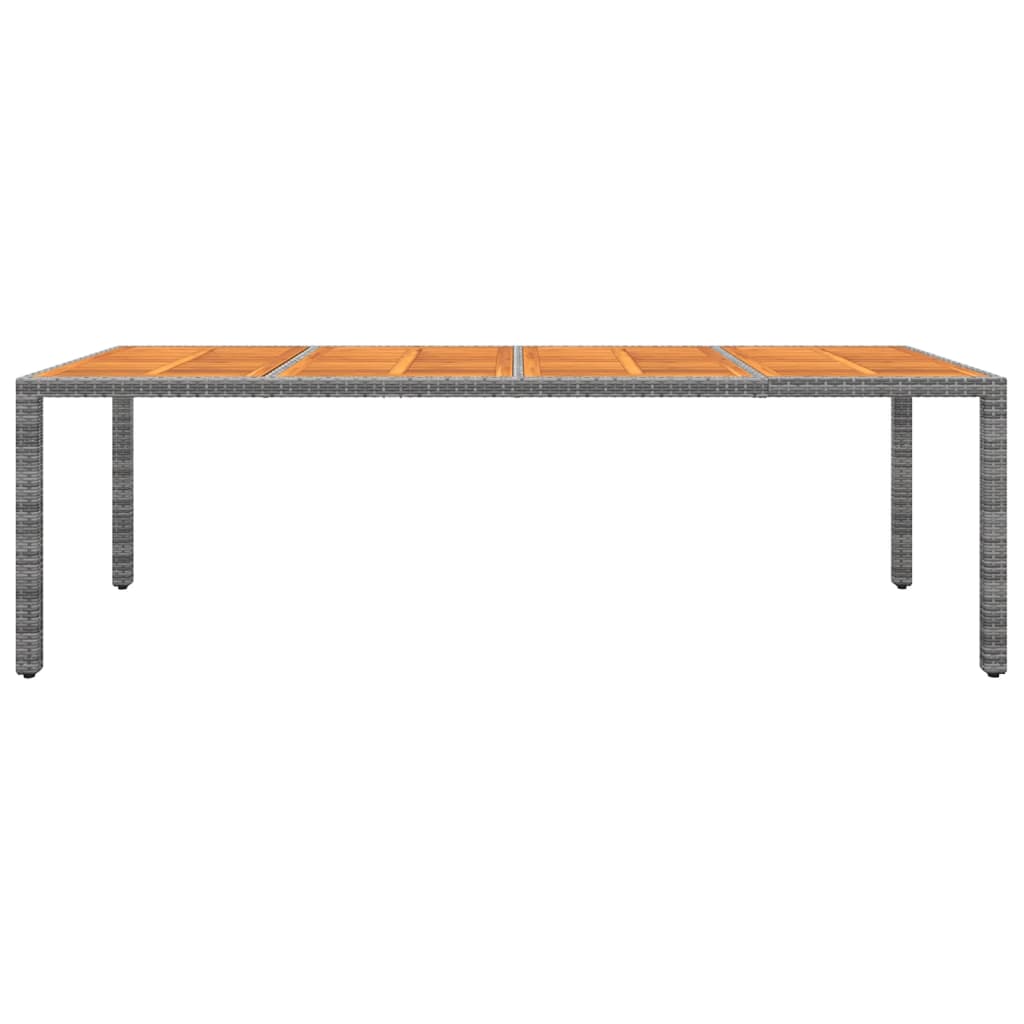 Mesa de jardim 250x100x75 cm vime PE/acácia maciça cinzento