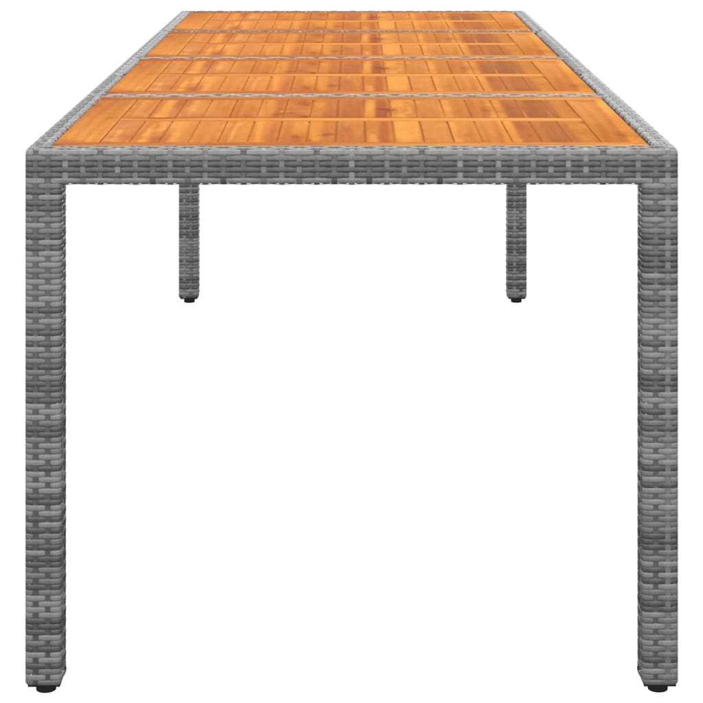 Mesa de jardim 250x100x75 cm vime PE/acácia maciça cinzento