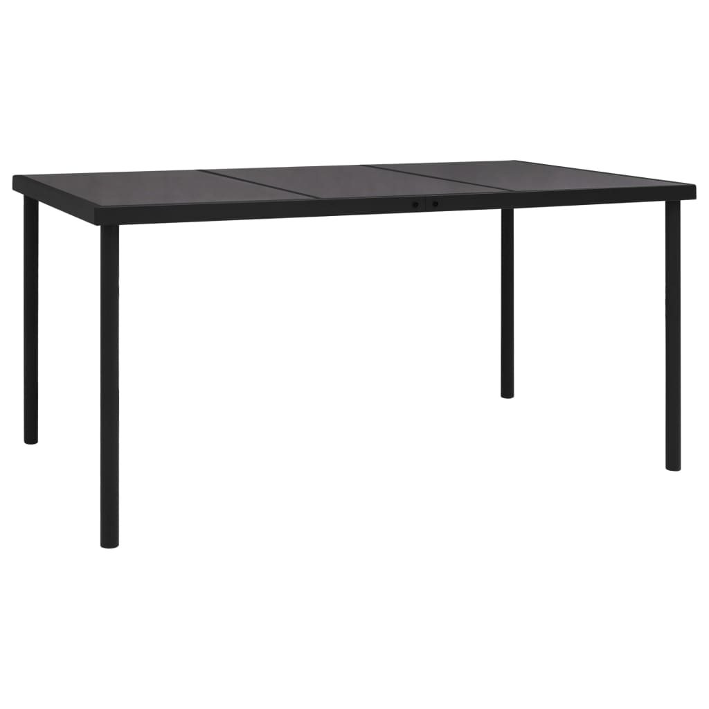 Mesa de jardim c/ tampo de vidro 150x90x74 cm aço preto