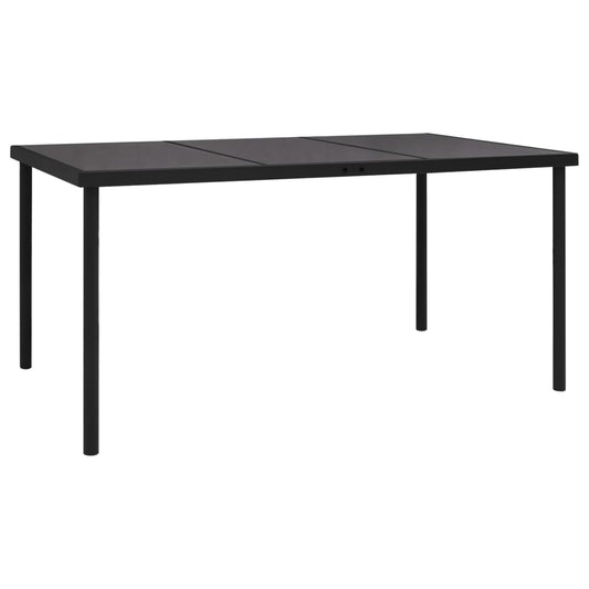 Mesa de jardim c/ tampo de vidro 150x90x74 cm aço preto