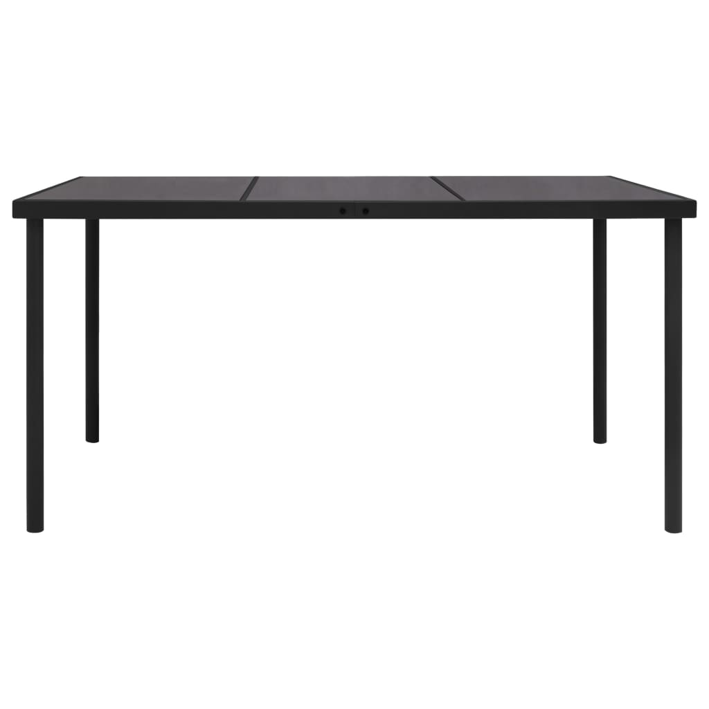 Mesa de jardim c/ tampo de vidro 150x90x74 cm aço preto