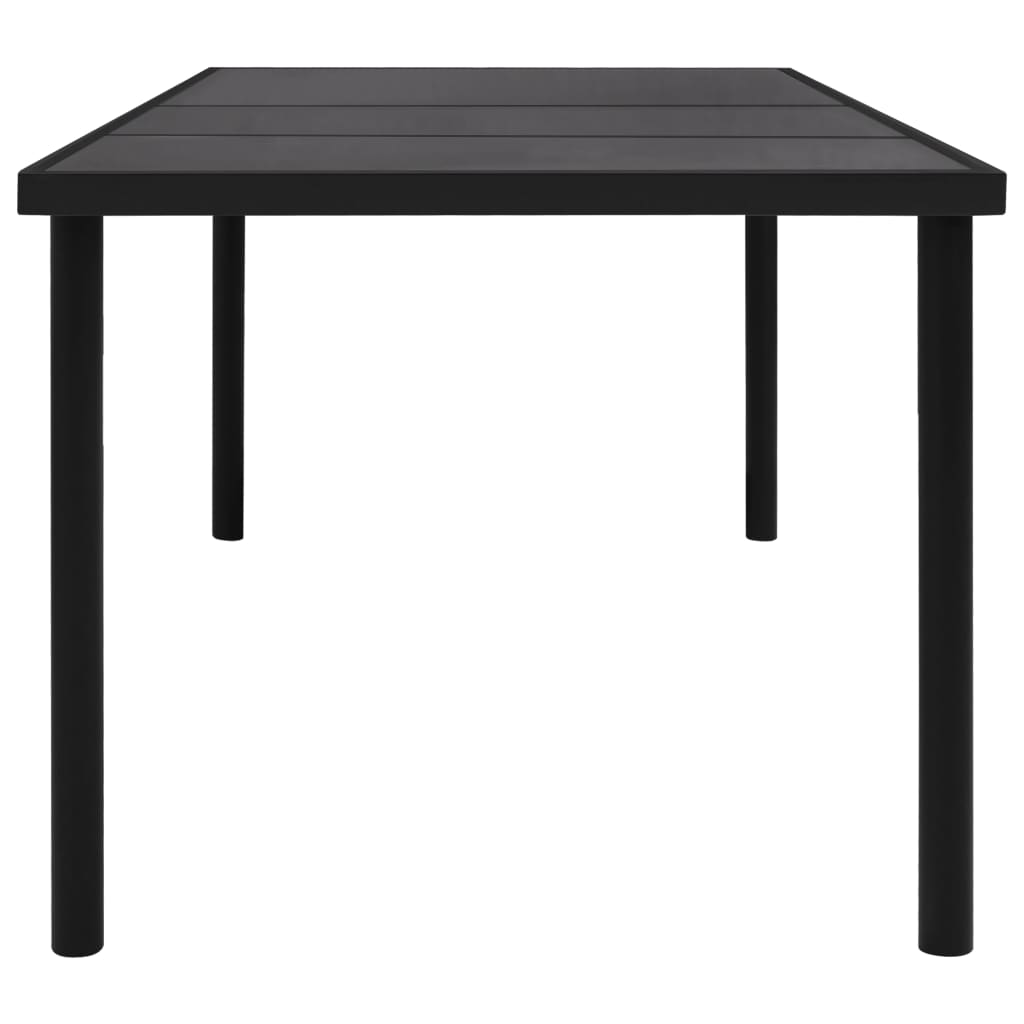 Mesa de jardim c/ tampo de vidro 150x90x74 cm aço preto