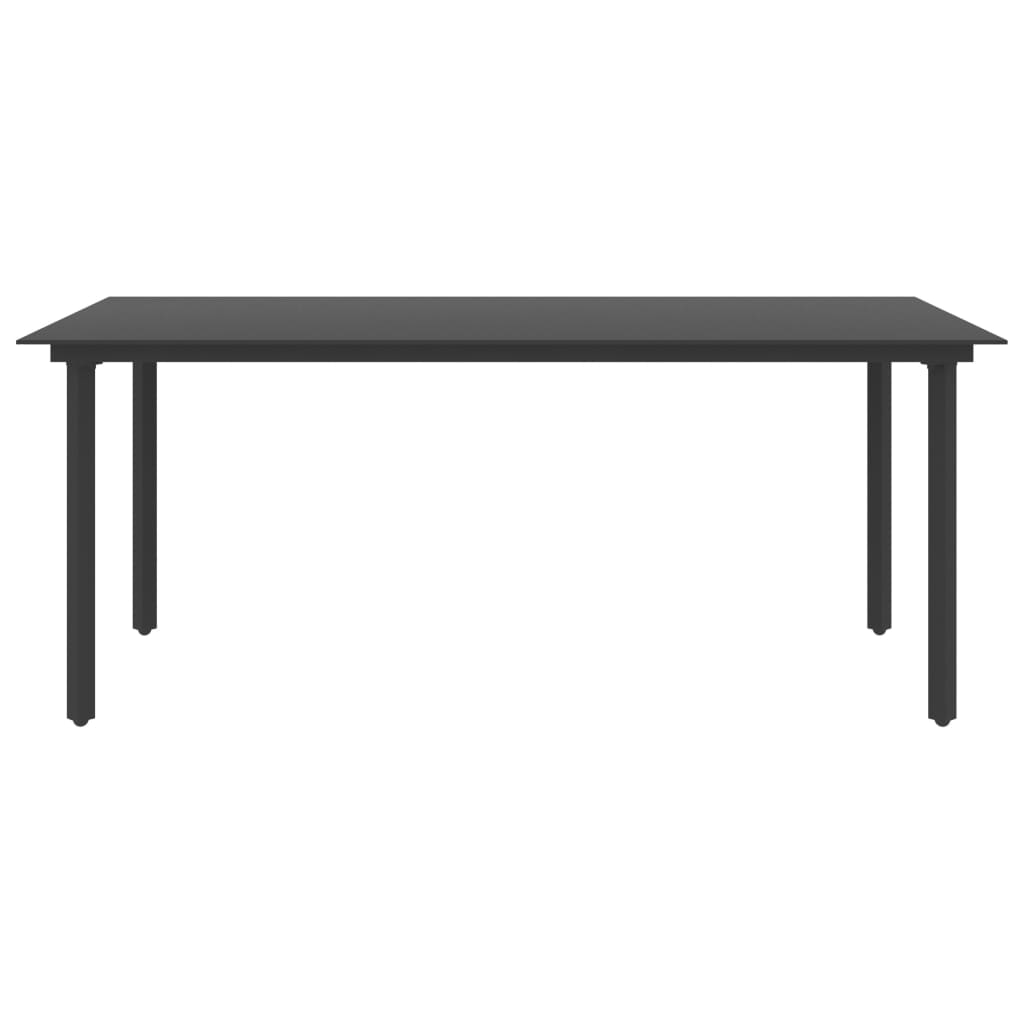 Mesa de jantar para jardim 190x90x74 cm aço e vidro preto