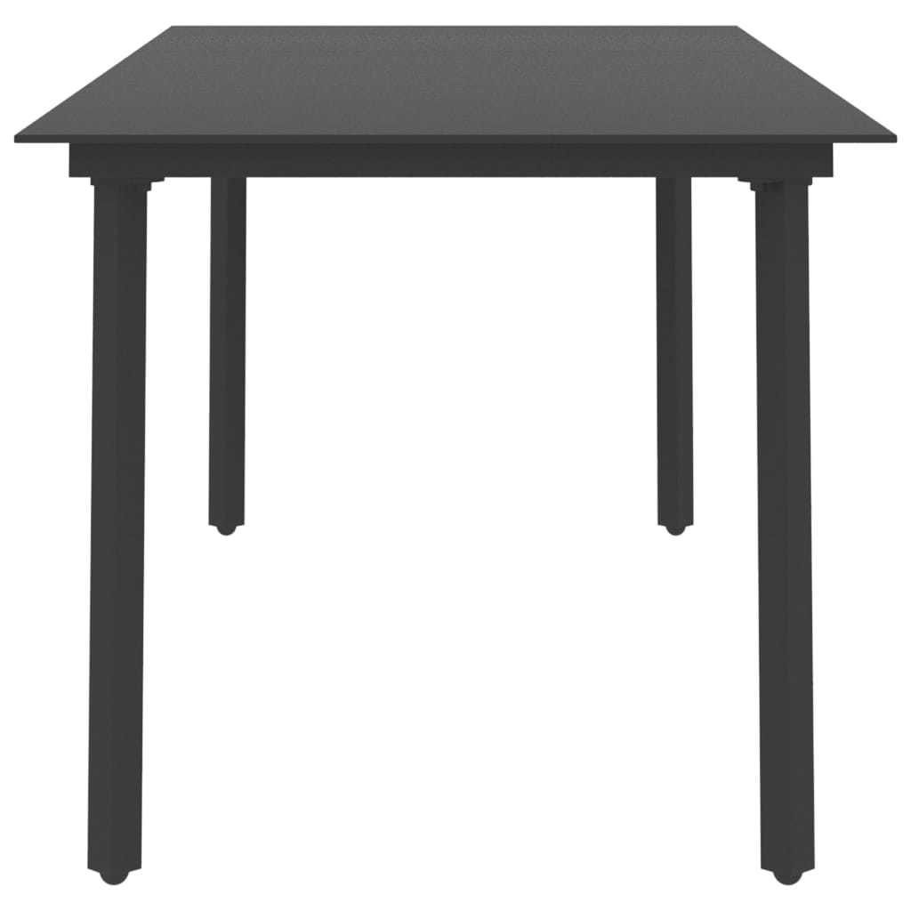 Mesa de jantar para jardim 190x90x74 cm aço e vidro preto