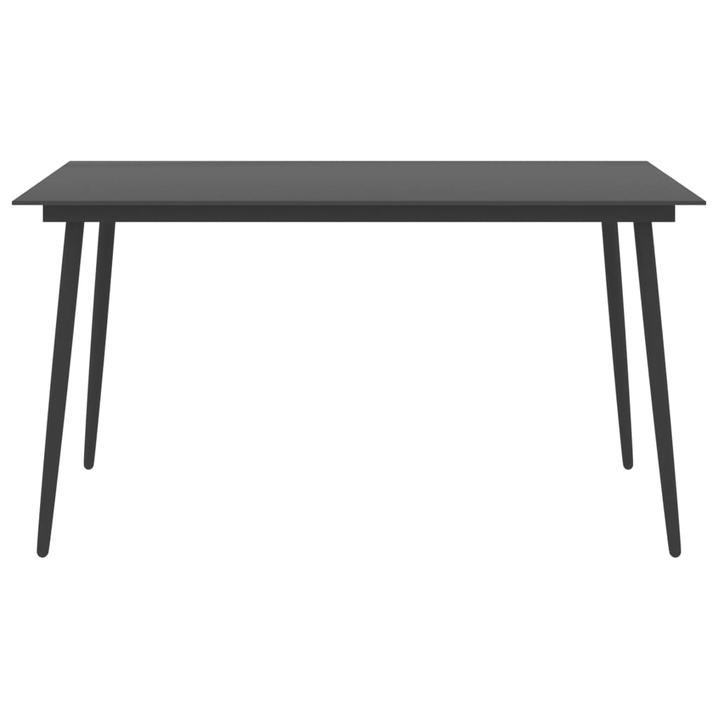 Mesa de jantar para jardim 150x90x74 cm aço e vidro preto