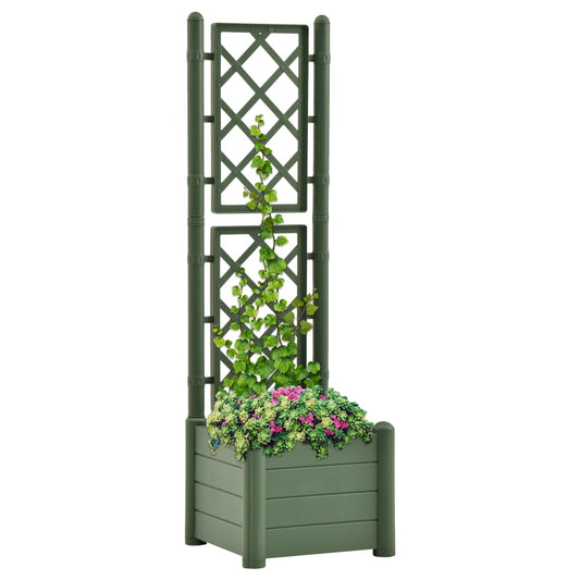 Vaso/floreira de jardim com treliça 43x43x142 cm PP verde