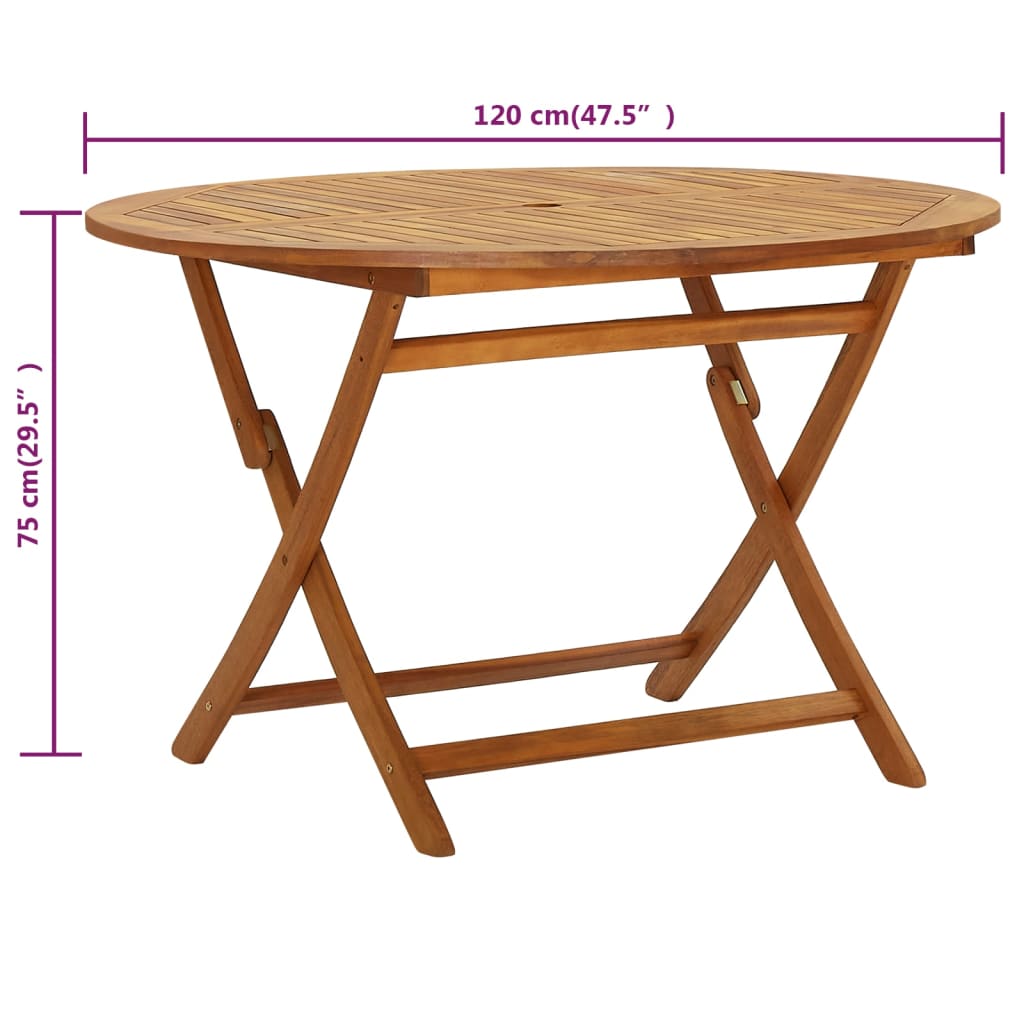 Mesa de jardim dobrável 120 cm madeira de acácia maciça