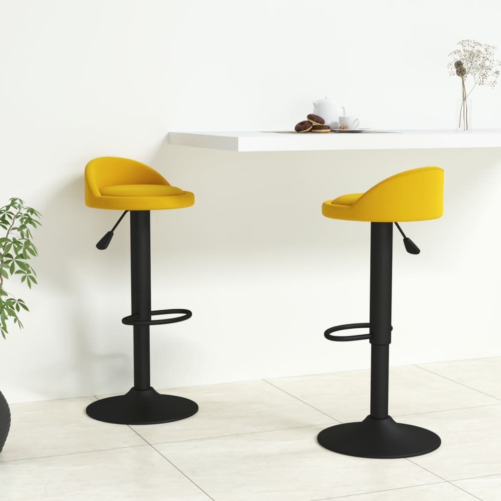 Bancos de bar 2 pcs veludo amarelo