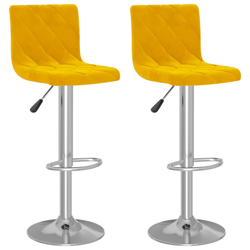 Bancos de bar 2 pcs veludo amarelo mostarda