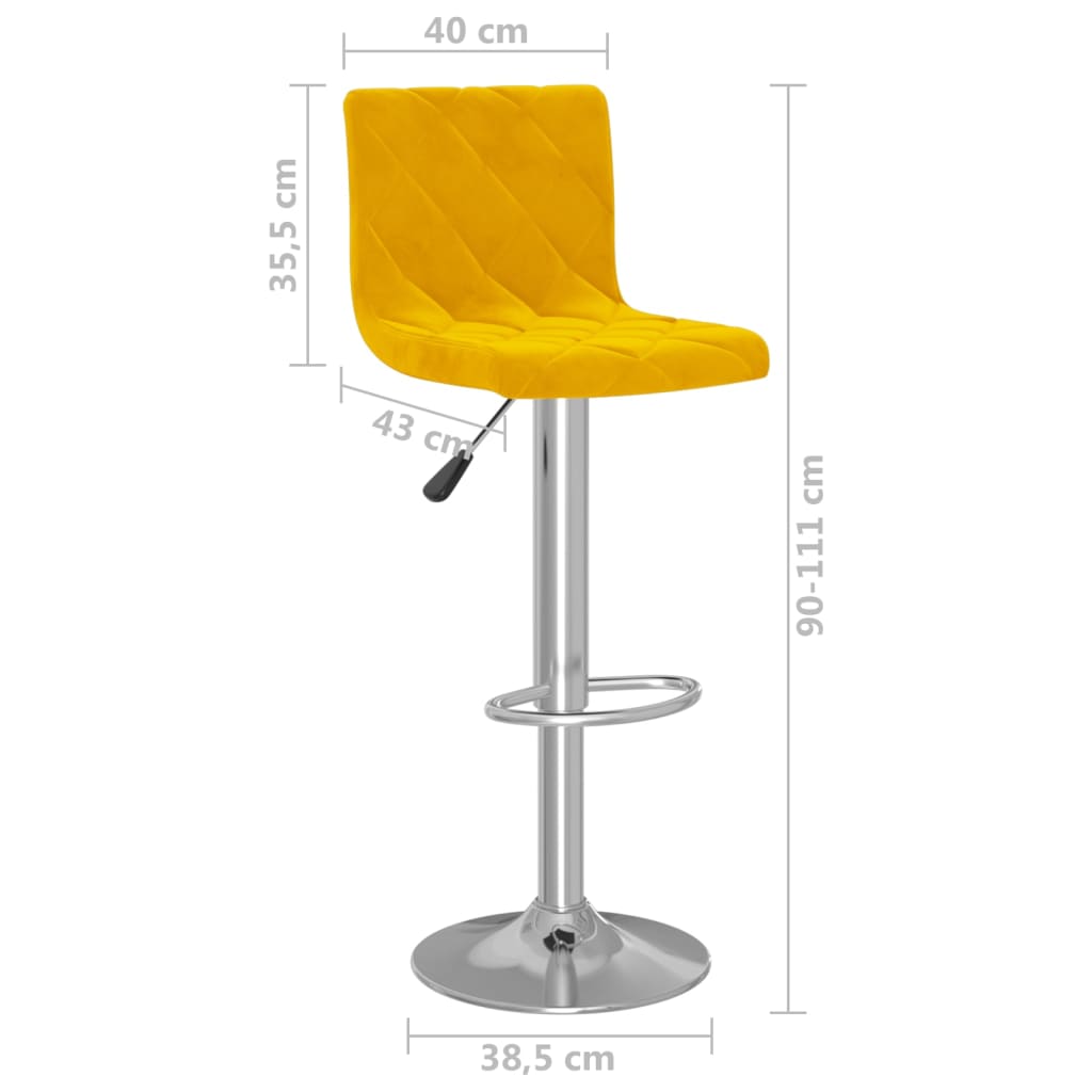 Bancos de bar 2 pcs veludo amarelo mostarda