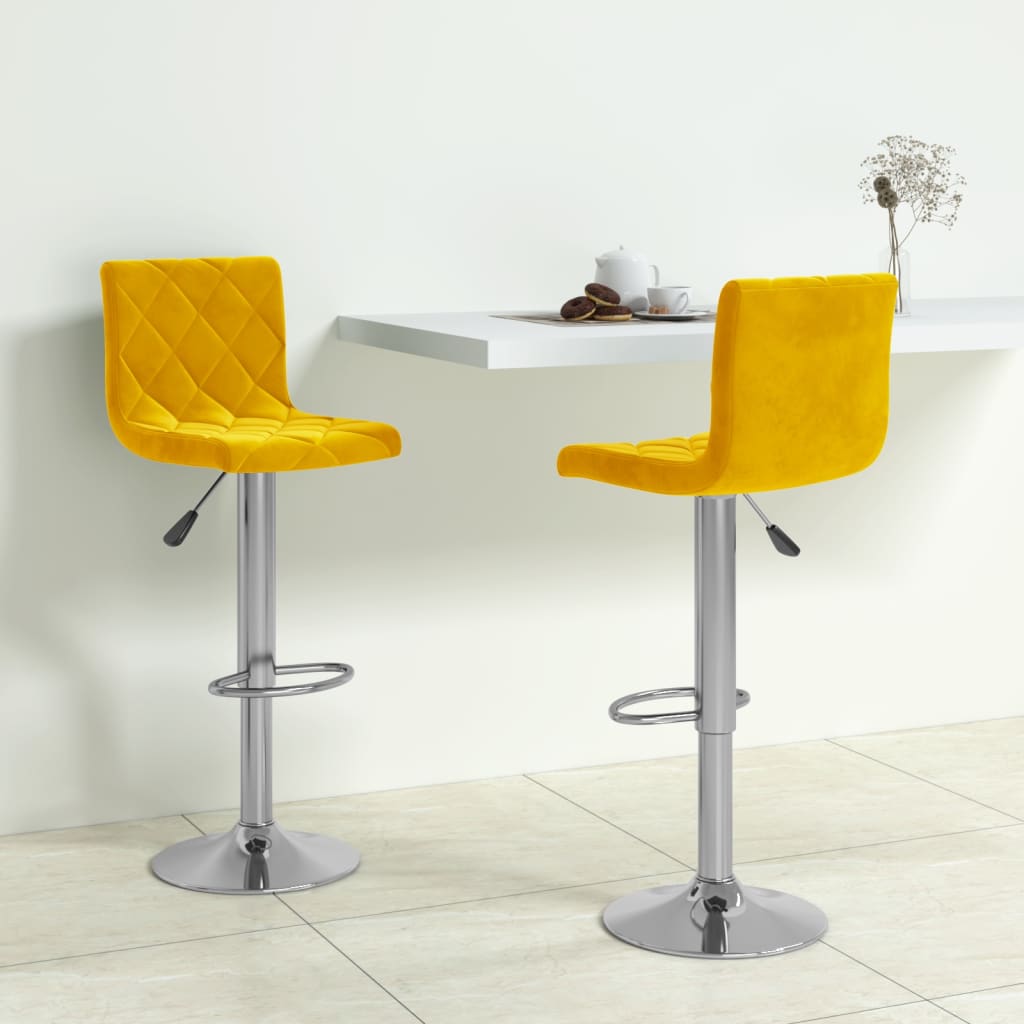 Bancos de bar 2 pcs veludo amarelo mostarda