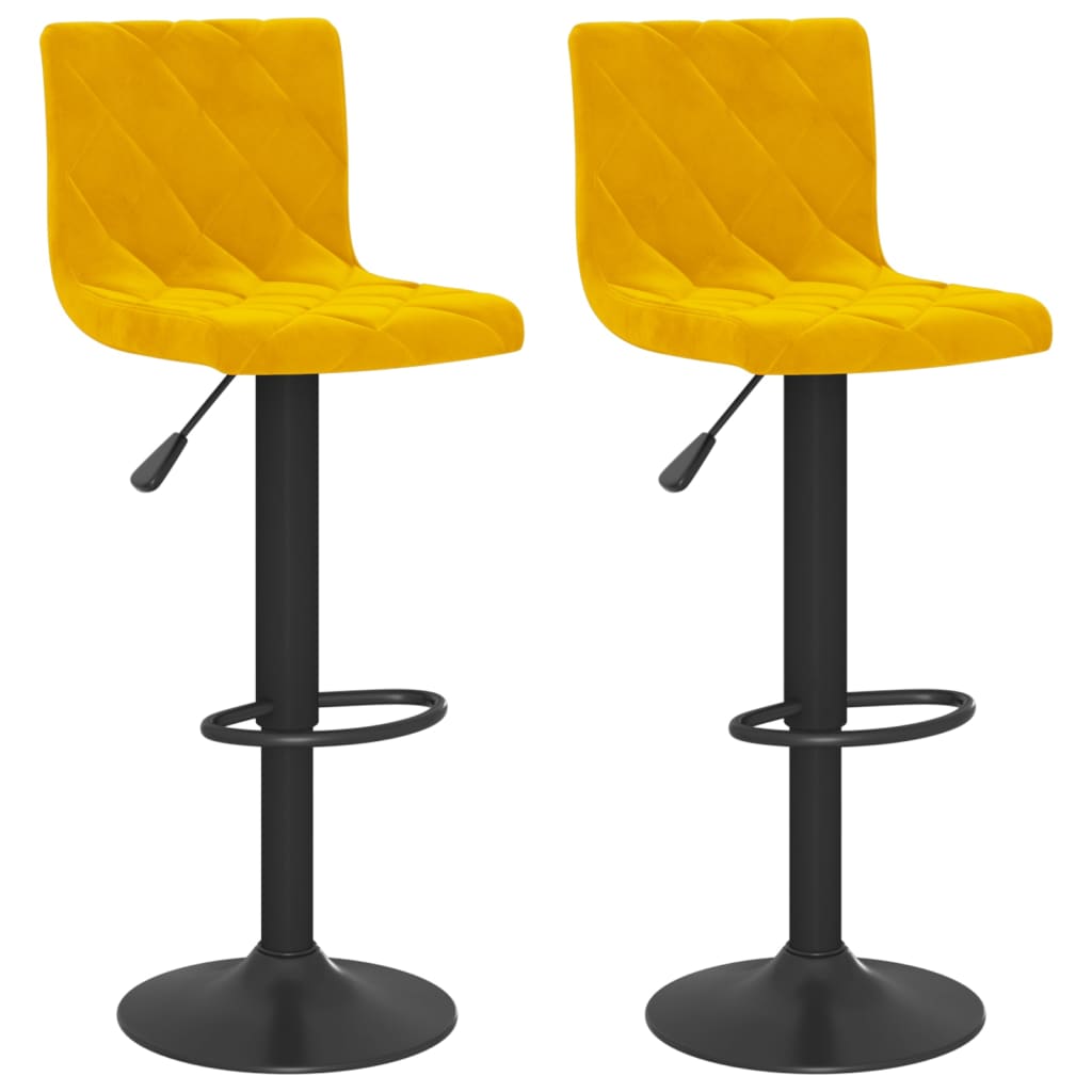 Bancos de bar 2 pcs veludo amarelo mostarda