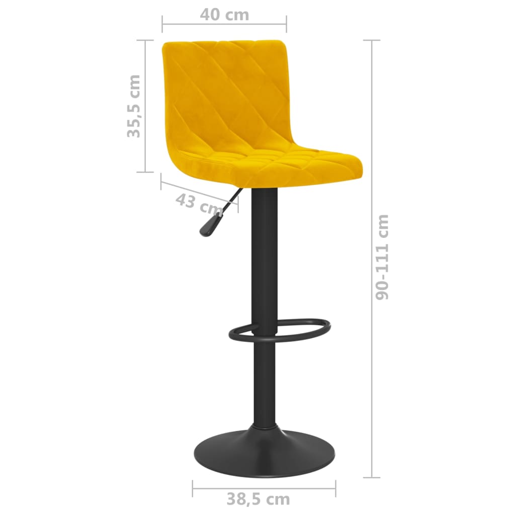 Bancos de bar 2 pcs veludo amarelo mostarda