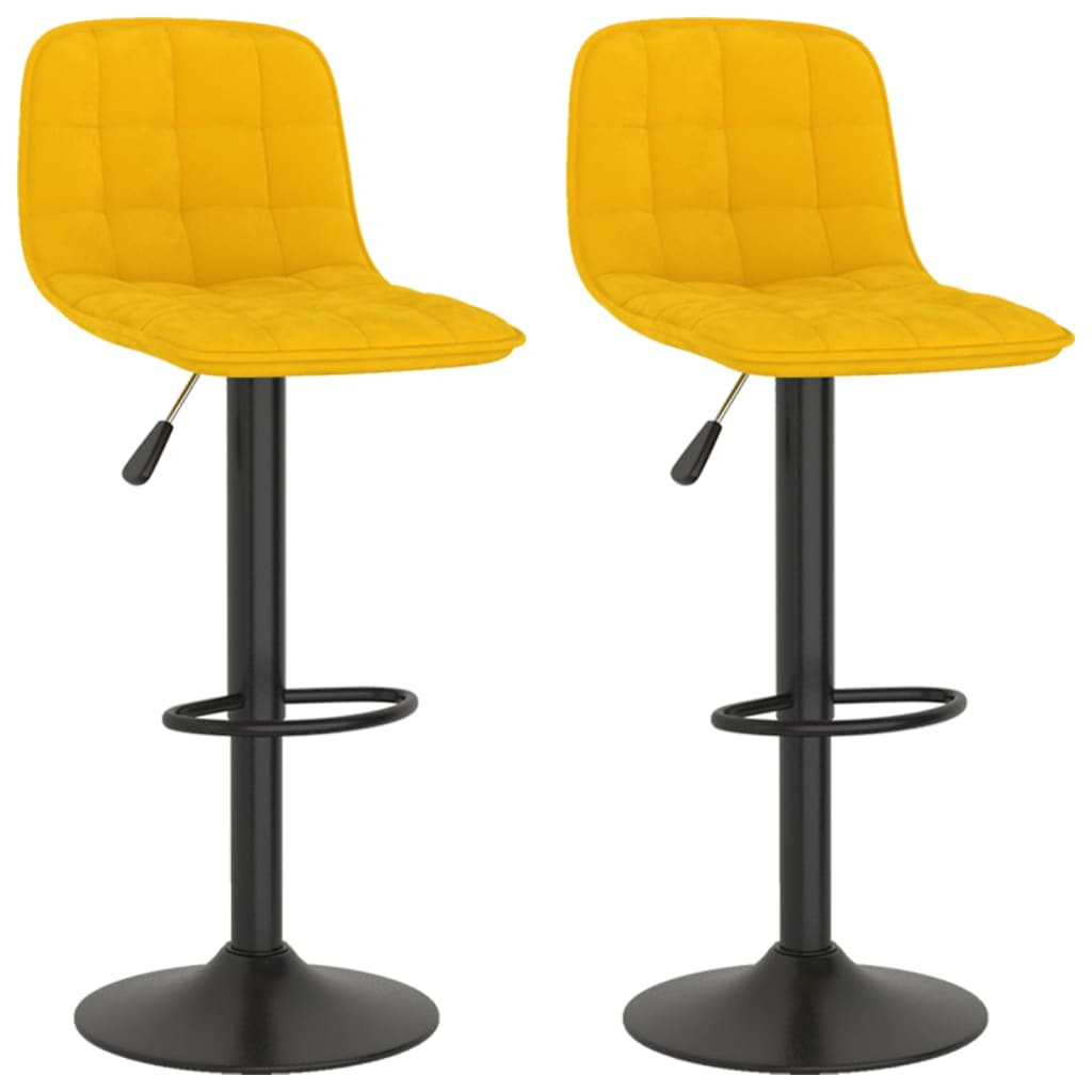 Bancos de bar 2 pcs veludo amarelo