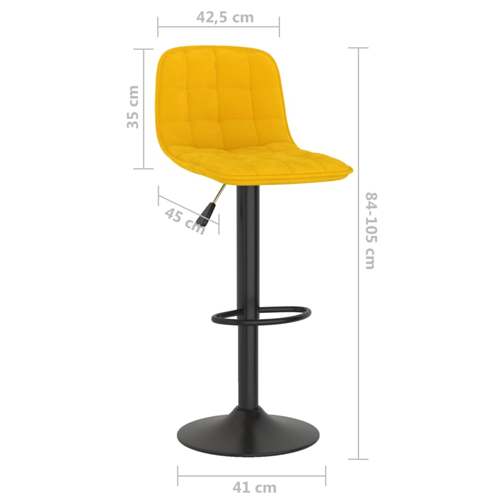 Bancos de bar 2 pcs veludo amarelo