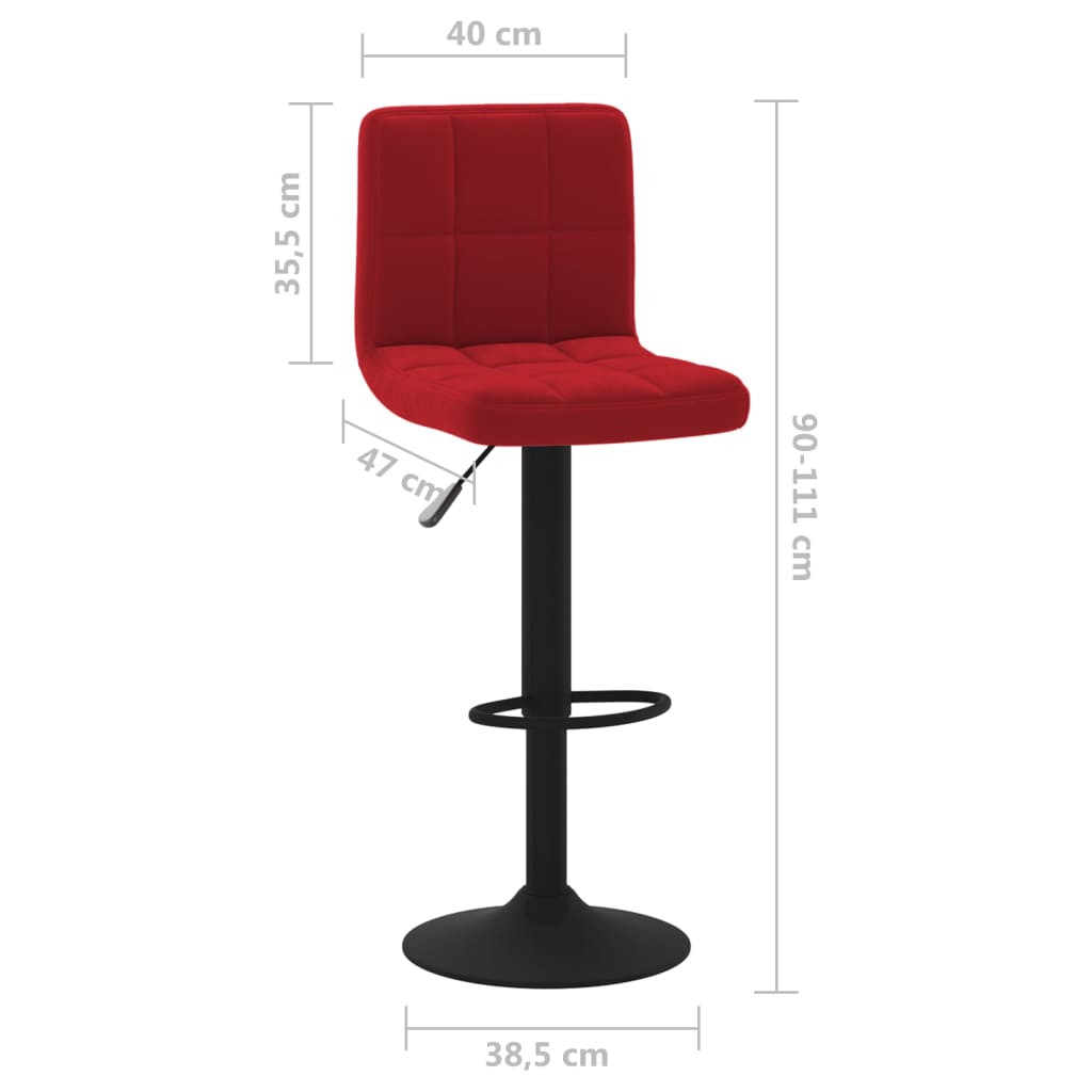 Bancos de bar 2 pcs veludo vermelho tinto