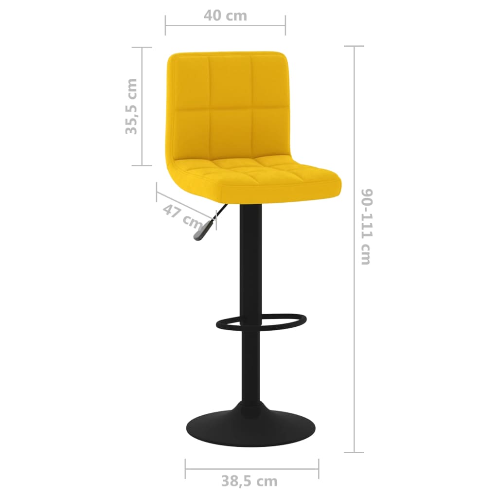 Bancos de bar 2 pcs veludo amarelo mostarda