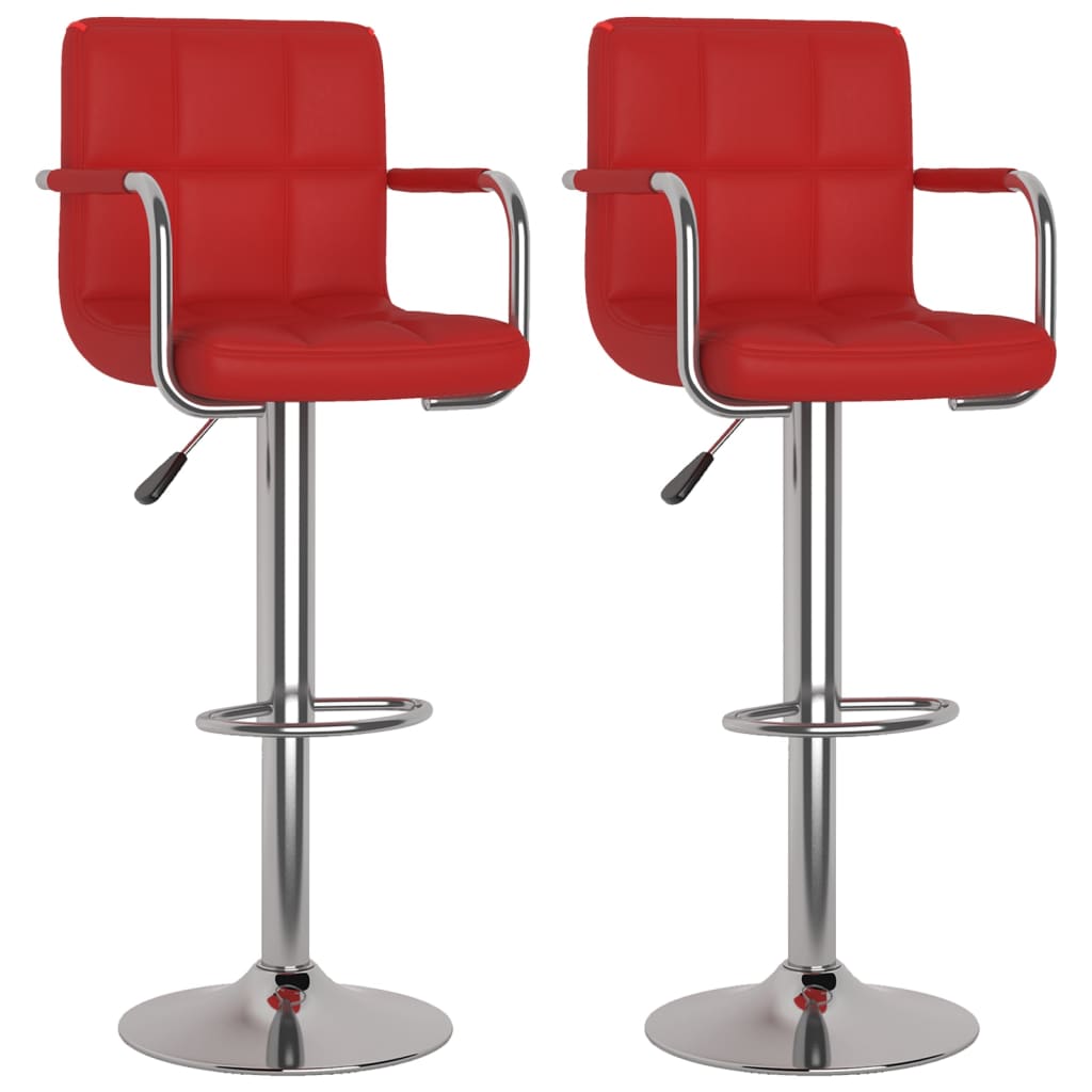 Bancos de bar 2 pcs couro artificial vermelho tinto