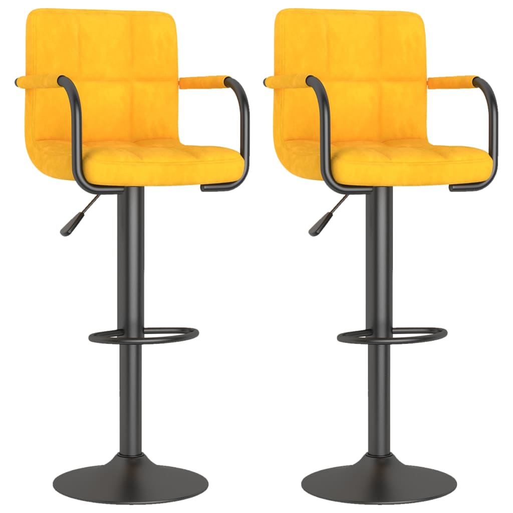 Bancos de bar 2 pcs veludo amarelo mostarda