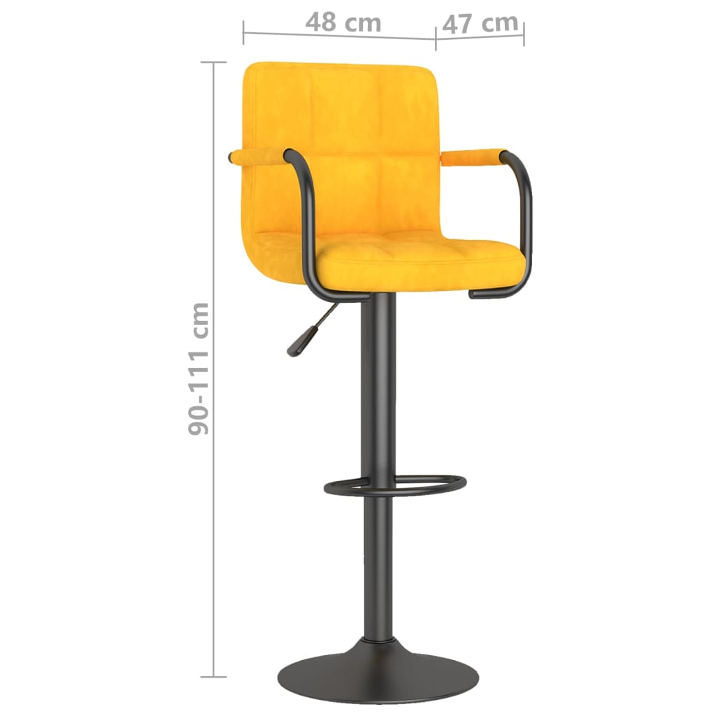 Bancos de bar 2 pcs veludo amarelo mostarda