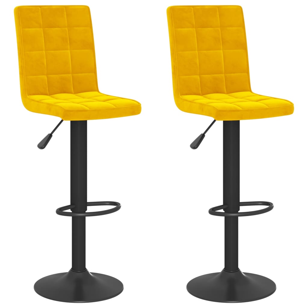 Bancos de bar 2 pcs veludo amarelo mostarda