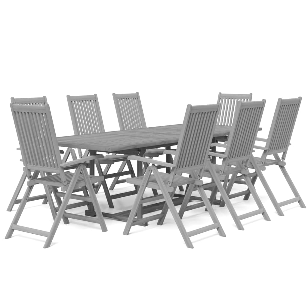 9 pcs conjunto de jantar para jardim madeira de acácia maciça