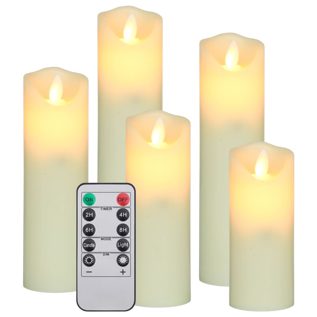 5 pcs conjunto de velas LED c/ controlo remoto branco quente